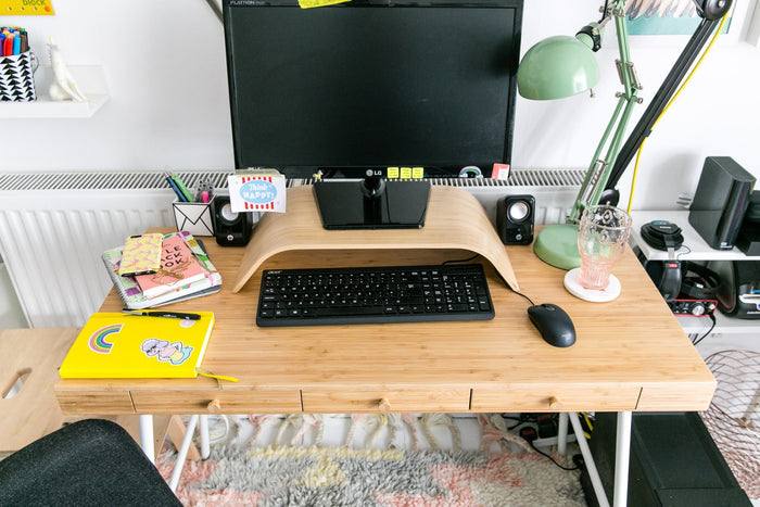 SIGFINN Monitor stand, fixed height, Bamboo veneer