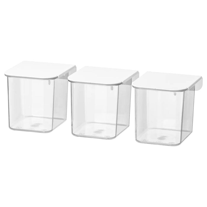 SKADIS Container with lid, 3 pack, White