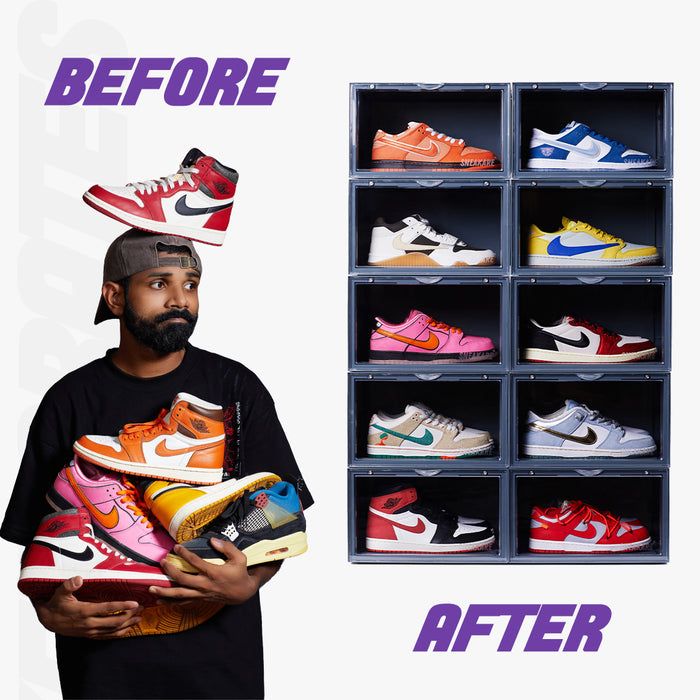 Sneakare Stack'Em Sneaker Crates | Nardo Grey (Side Drop)