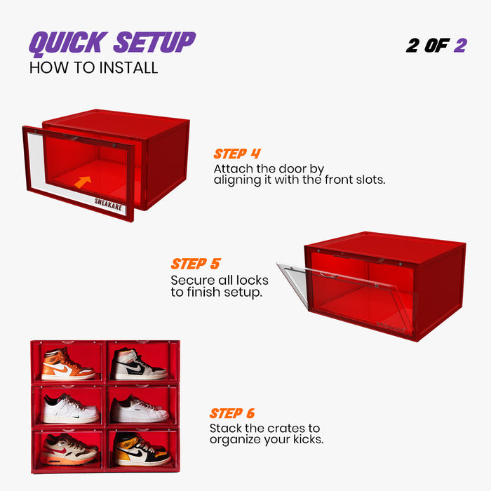 Sneakare Stack'Em Sneaker Crates | Red (Side Drop)