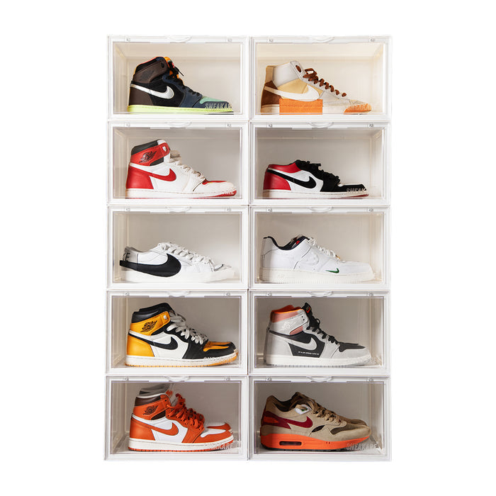 Sneakare Stack'Em Sneaker Crates | White (Side Drop)