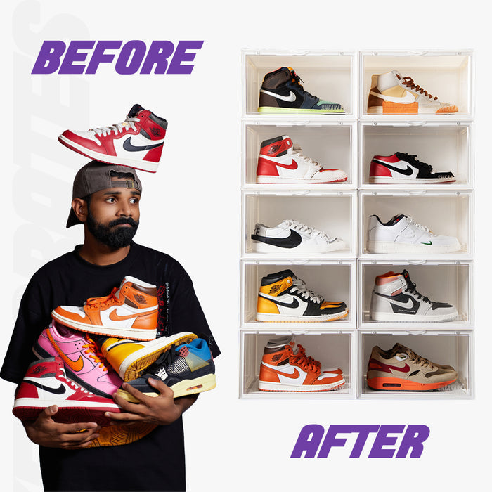 Sneakare Stack'Em Sneaker Crates | White (Side Drop)