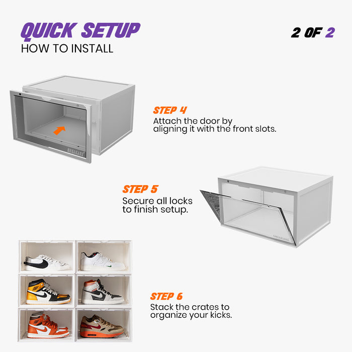 Sneakare Stack'Em Sneaker Crates | White (Side Drop)