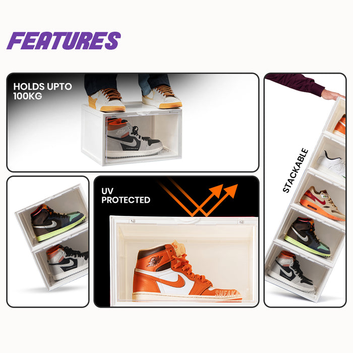 Sneakare Stack'Em Sneaker Crates | White (Side Drop)