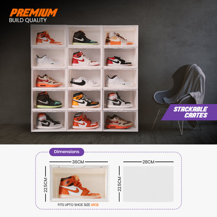 Sneakare Stack'Em Sneaker Crates | White (Side Drop)