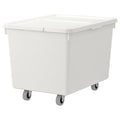 SOCKERBIT Box with castors and lid, White, 38x51x37cm