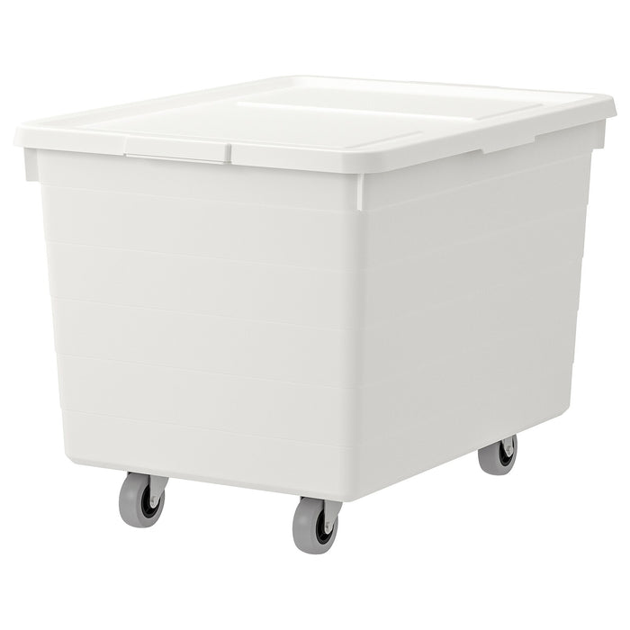 SOCKERBIT Box with castors and lid, White, 38x51x37cm