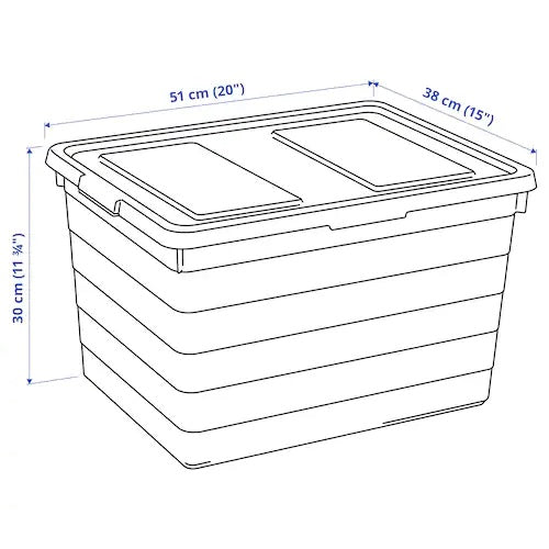 SOCKERBIT Box with castors and lid, White, 38x51x37cm