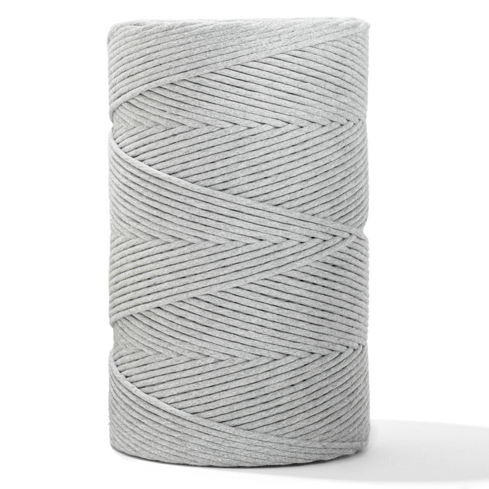 SOFT COTTON CORD ZERO WASTE 4 MM - 1 SINGLE STRAND - LIGHT HEATHER GRAY COLOR