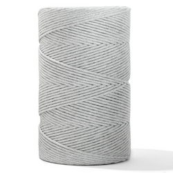 SOFT COTTON CORD ZERO WASTE 4 MM - 1 SINGLE STRAND - LIGHT HEATHER GRAY COLOR