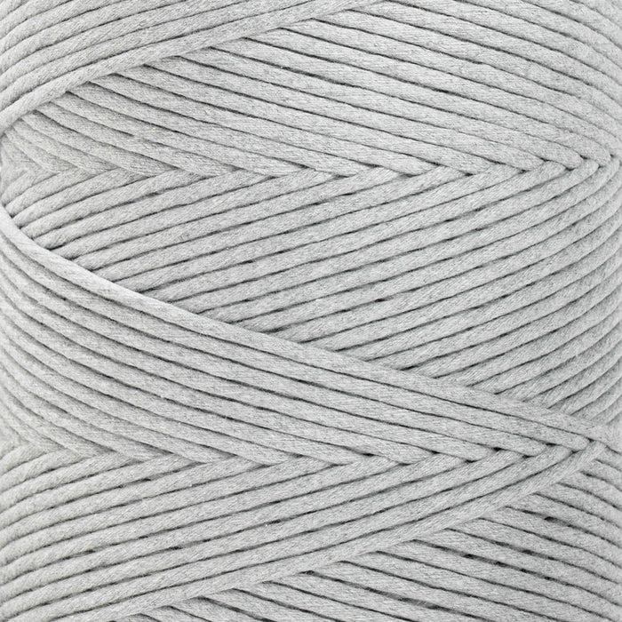 SOFT COTTON CORD ZERO WASTE 4 MM - 1 SINGLE STRAND - LIGHT HEATHER GRAY COLOR