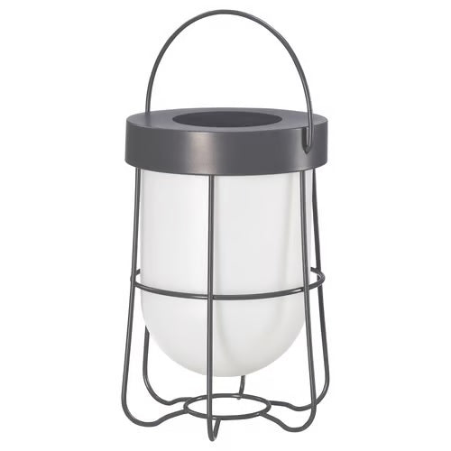 SOLVINDEN Table lamp, solar-powered/grey, 18cm