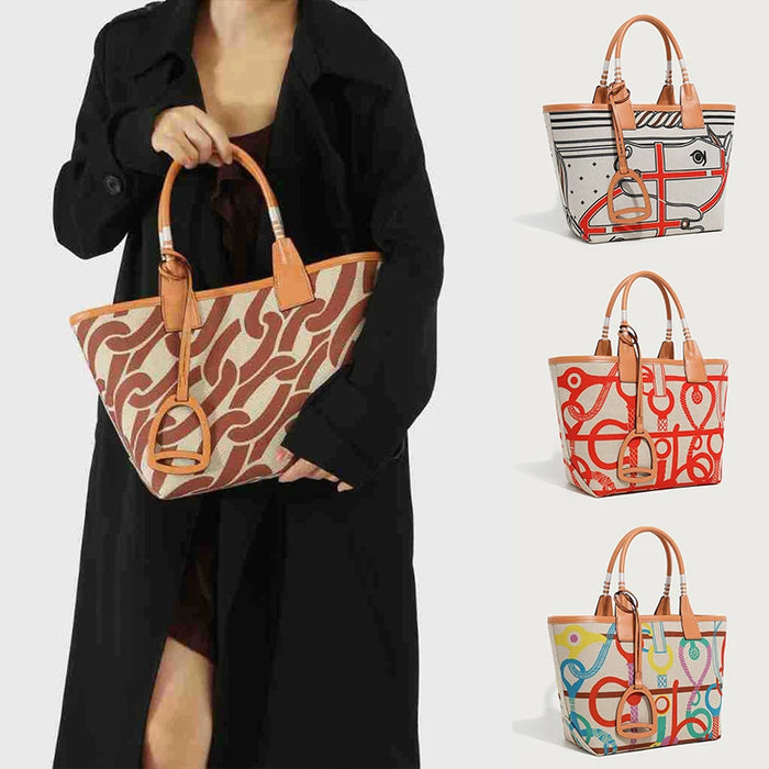 Stella Small Canvas & Leather Tote Bag / Horse Beige