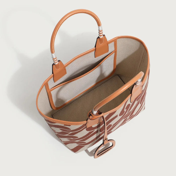 Stella Small Canvas & Leather Tote Bag / Horse Beige