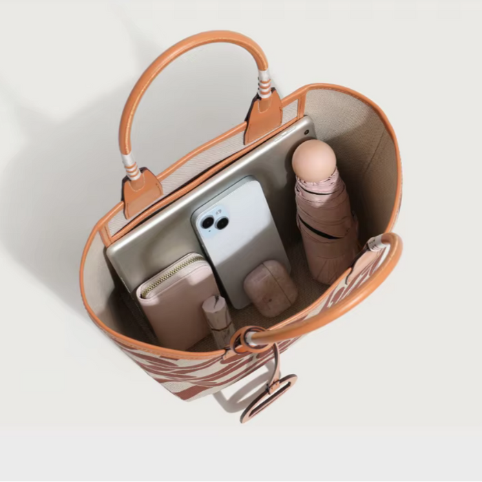 Stella Small Canvas & Leather Tote Bag / Horse Beige