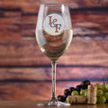 Stolzle Crystal, White Wine Glass, Etched Initials, Bride & Groom Gift