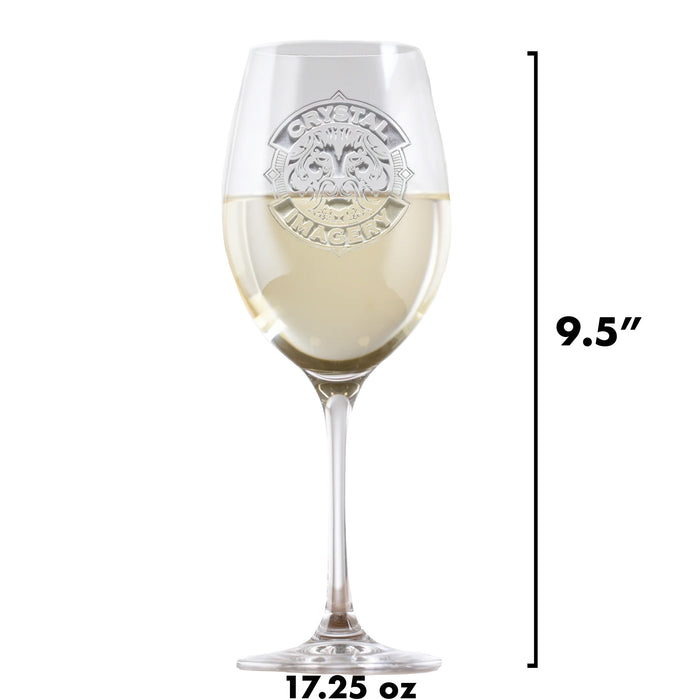 Stolzle Crystal, White Wine Glass, Etched Initials, Bride & Groom Gift