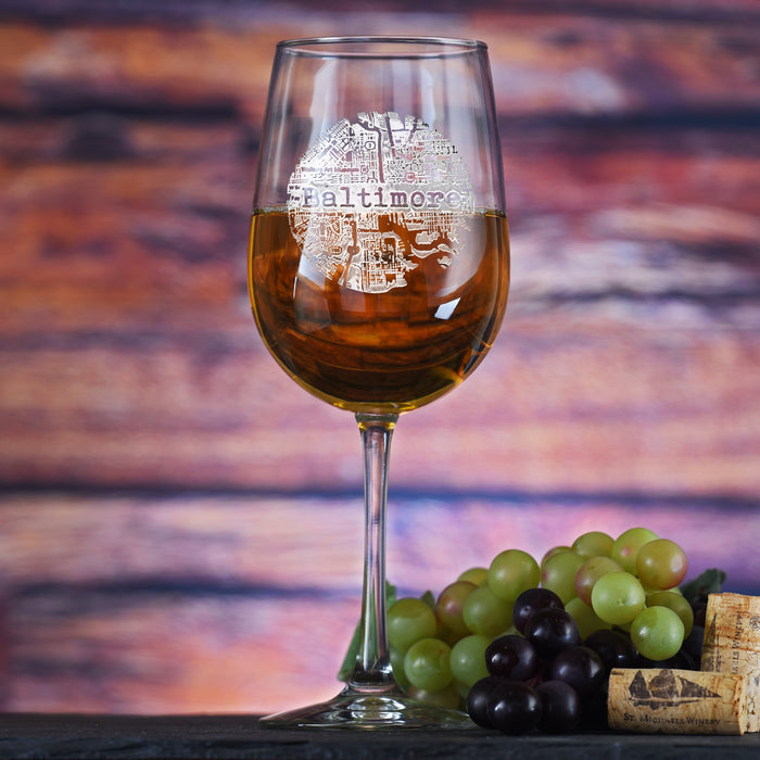 Street Maps Hometown, City Wine Glass