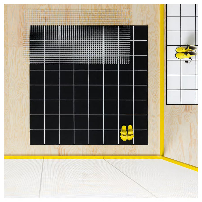 SVALLERUP Rug flatwoven, in/outdoor, 200x200cm, Black/white