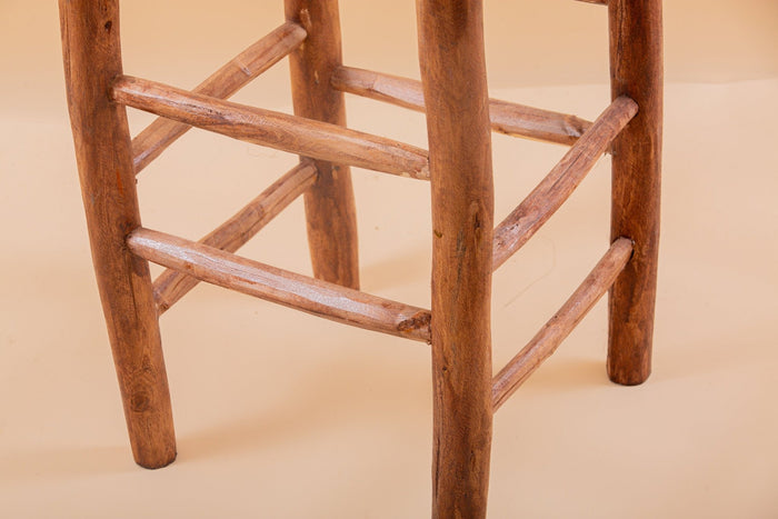 Tabouret de bar marocain en bois de laurier 80 cm - Africancreates