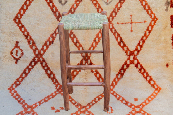 Tabouret de bar marocain en bois de laurier 80 cm - Africancreates