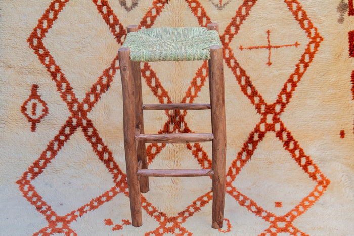 Tabouret de bar marocain en bois de laurier 80 cm - Africancreates