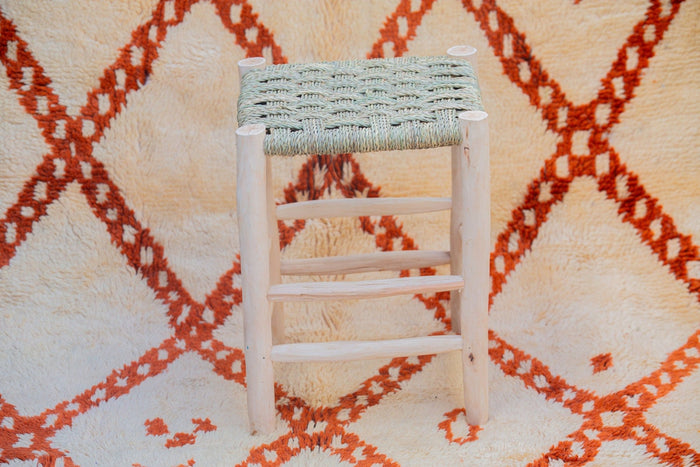 Tabouret marocain en bois et tressé - Africancreates