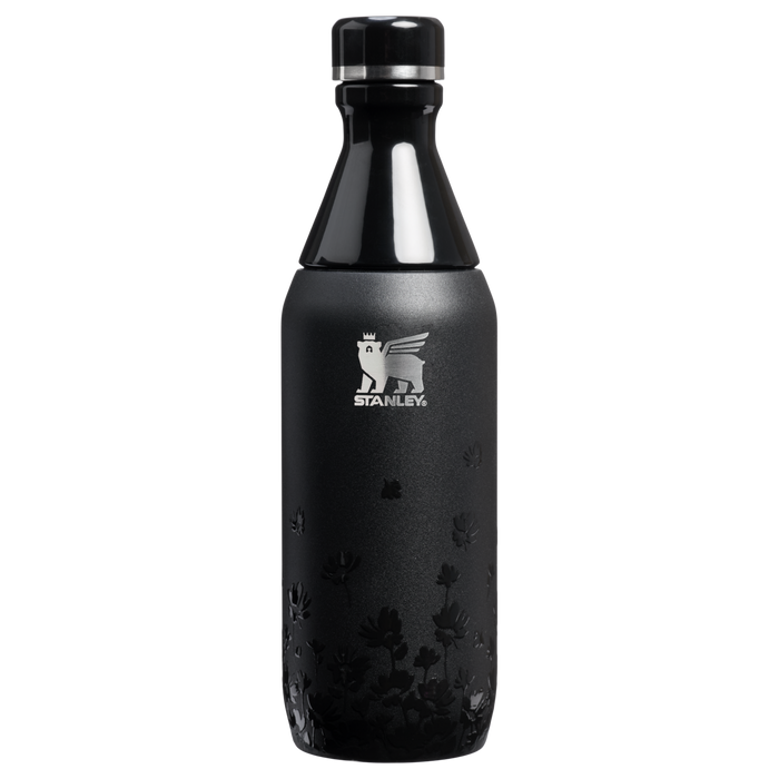 Stanley Jennie Collab 12 Ounce All Day Slim Bottle In Midnight Ruby With Embossed Flowers