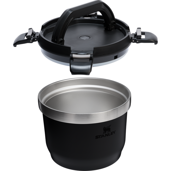 Stanley Fresh-To-Table 3 qt Leakproof Crock in Black with sealed lid and side latches