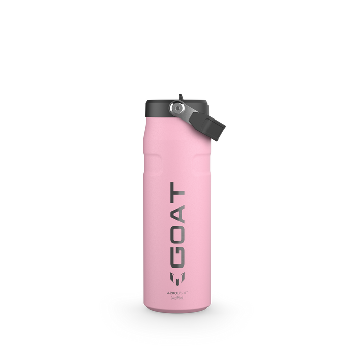 The Messi x Stanley IceFlow™ Water Bottle with Flip Straw Lid 24 OZ In Messi GOAT Pink
