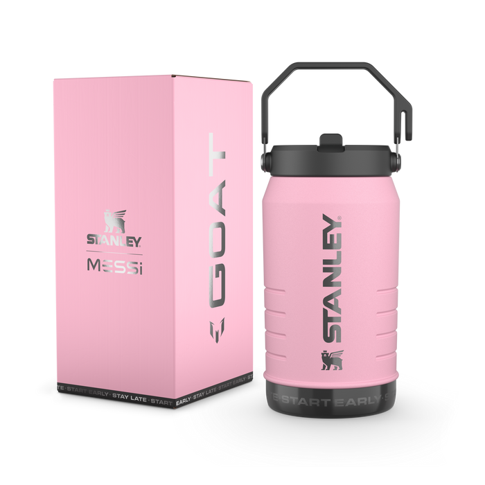 The Messi x Stanley IceFlow™ Water Jug with Fast Flow Lid 64 OZ In Messi GOAT Pink