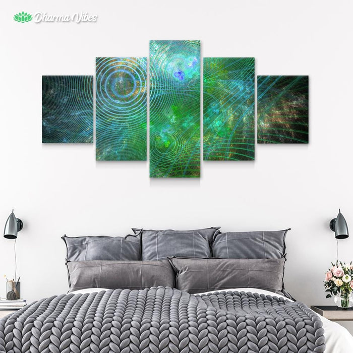 The Unfolded Cosmos Green by YantrArt 5-Piece Canvas