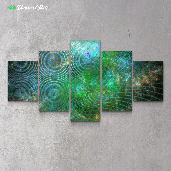 The Unfolded Cosmos Green by YantrArt 5-Piece Canvas