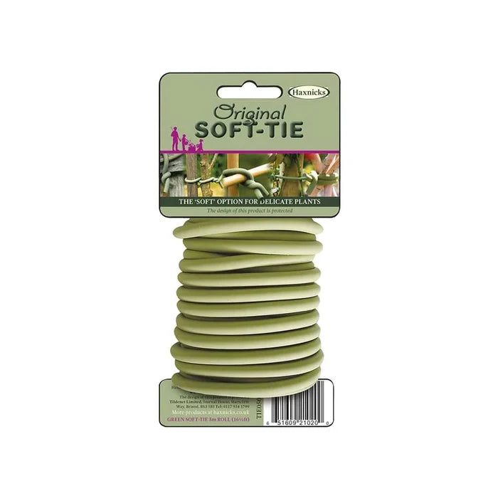 Haxnicks Soft Tie pack showing flexible garden plant ties and branding on white background