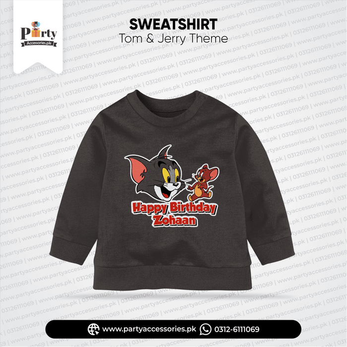 TOM AND JERRY THEME BIRTHDAY SWEAT SHIRT IN BLACK COLOR