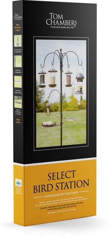 Tom Chambers Select hanging bird feeder with clear seed tube and metal roof for mixed wild bird seed