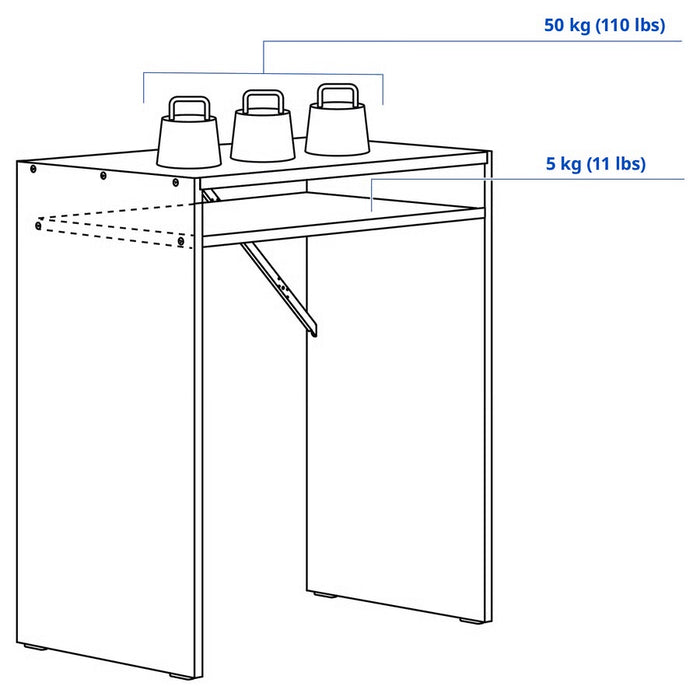 TORALD Desk, white, 65x40cm