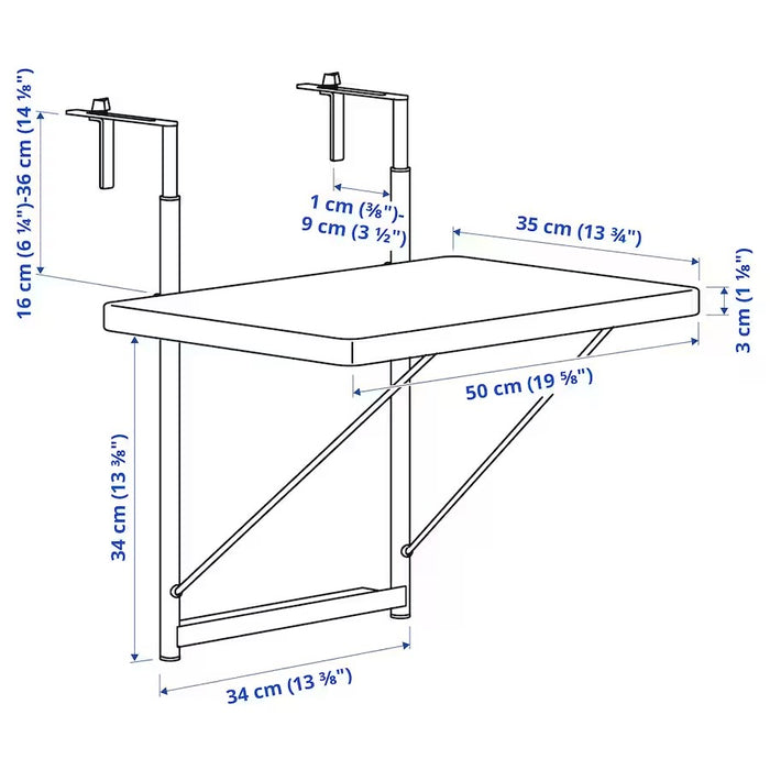 TORPARO Balcony table, 50cm, White