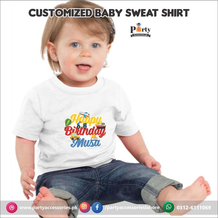 Transport theme birthday customized Sweat shirt in White