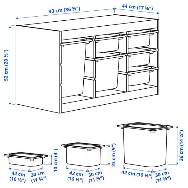 TROFAST Frame, 99x44x56cm, Light white stained pine