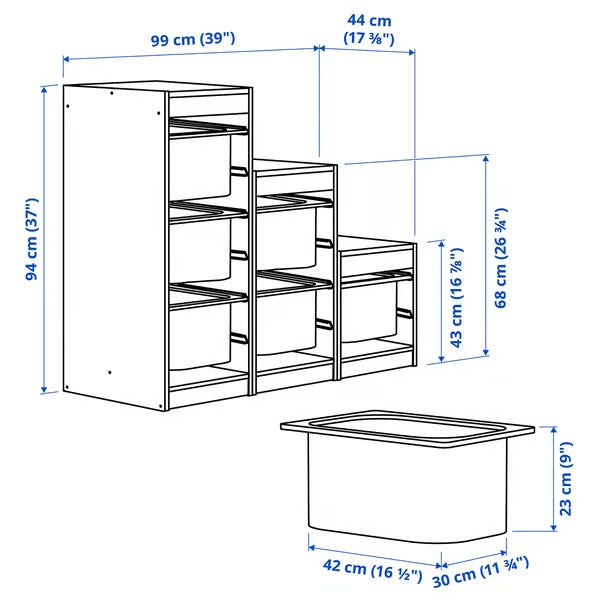 TROFAST Frame, Grey, 99x44x94cm 3 Step