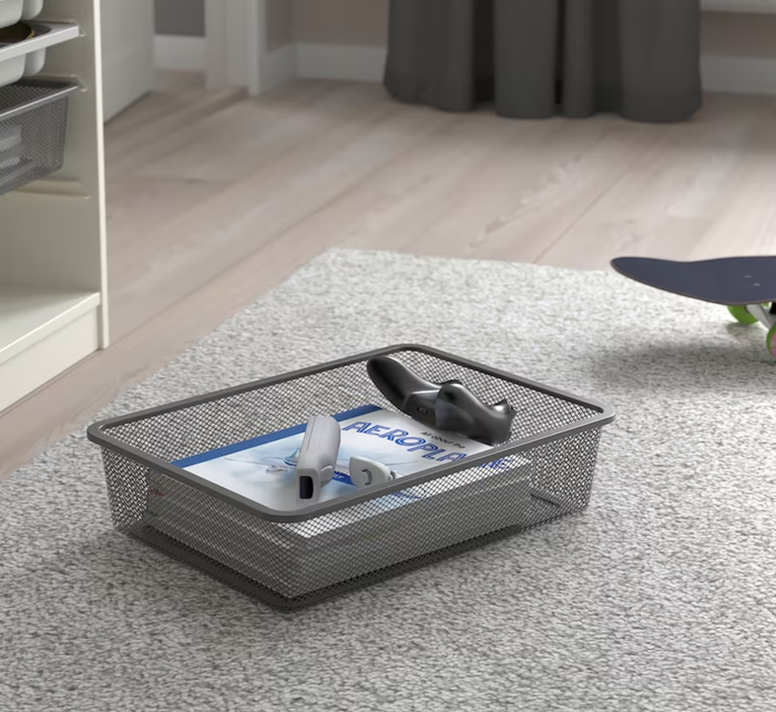 TROFAST Mesh storage box, Dark grey, 42x30x10cm