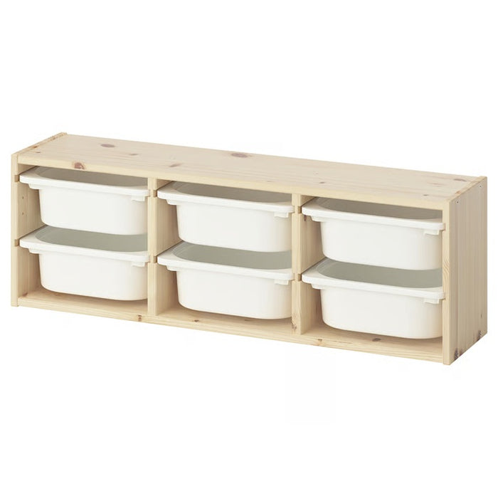 TROFAST Wall storage, 99x21x30cm (6 boxes Combo), Light white stained pine/2025 White