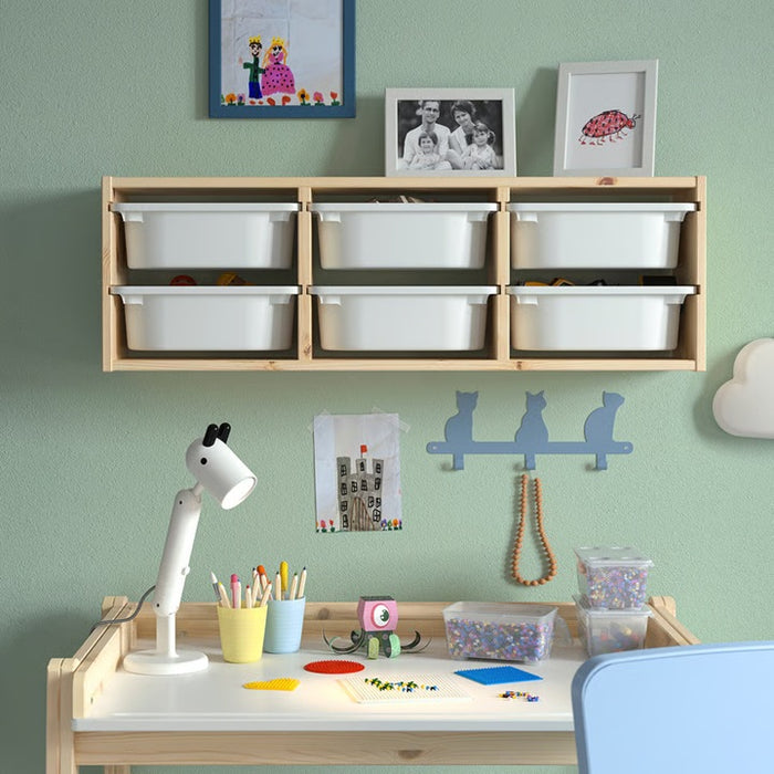 TROFAST Wall storage, 99x21x30cm (6 boxes Combo), Light white stained pine/2025 White