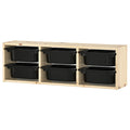 TROFAST Wall storage, 99x21x30cm (6 boxes Combo), Light white stained pine/black