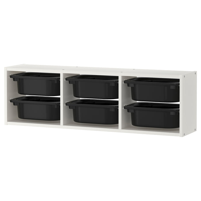 TROFAST Wall storage, 99x21x30cm (6 boxes combo), White/black