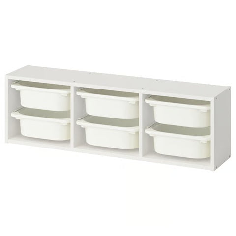 TROFAST Wall storage, 99x21x30cm (6 boxes combo), White/white