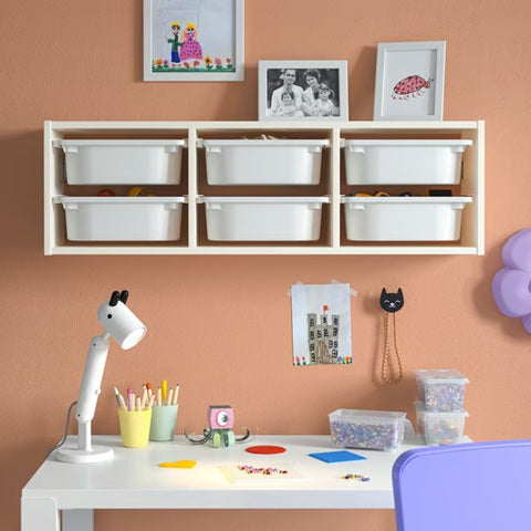 TROFAST Wall storage, 99x21x30cm (6 boxes combo), White/white