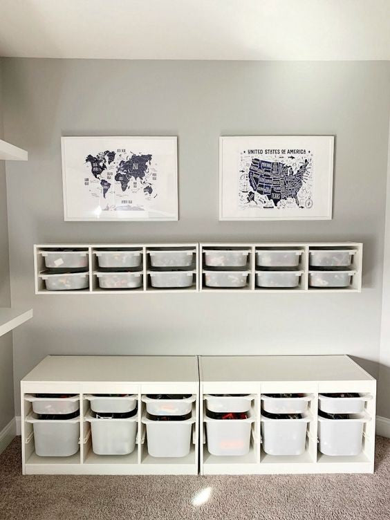 TROFAST Wall storage, 99x21x30cm (6 boxes combo), White/white