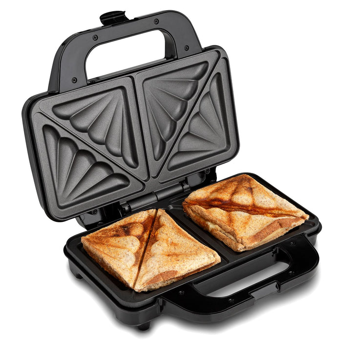 Triangular sandwich maker with toasted sandwiches  - Buy Now Deep Fill Sandwich Toaster + Round Waffle Maker